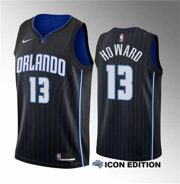 Mens Orlando Magic #13 Jett Howard Black 2023 Draft Icon Edition Stitched Basketball Jersey